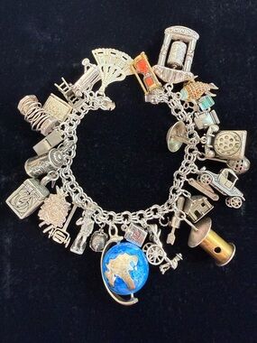 Vintage Moveable LOADED Sterling 925 Silver Articulated Charm Bracelet 104 G